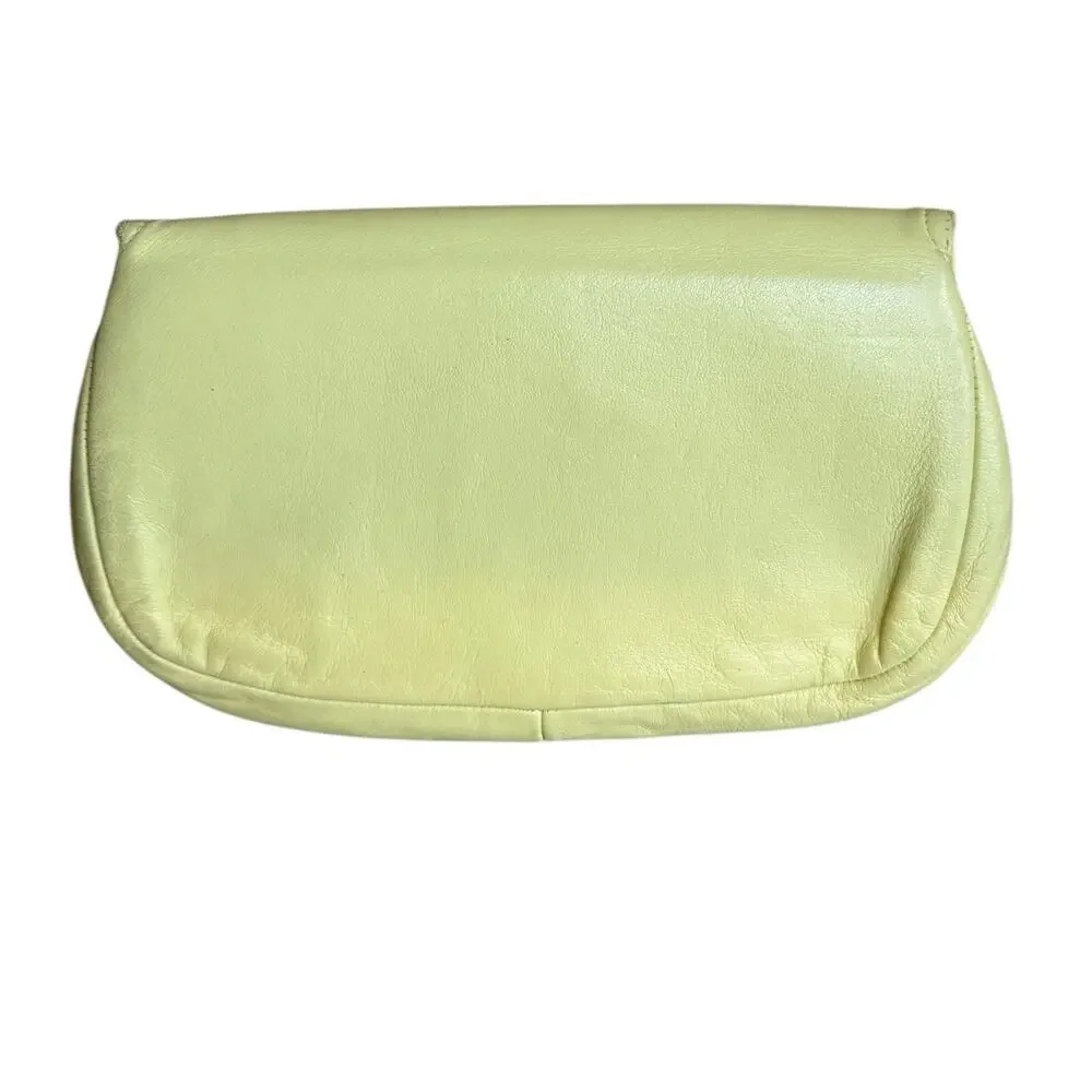Vintage Italian Genuine Leather Clutch Bag Butter Yellow